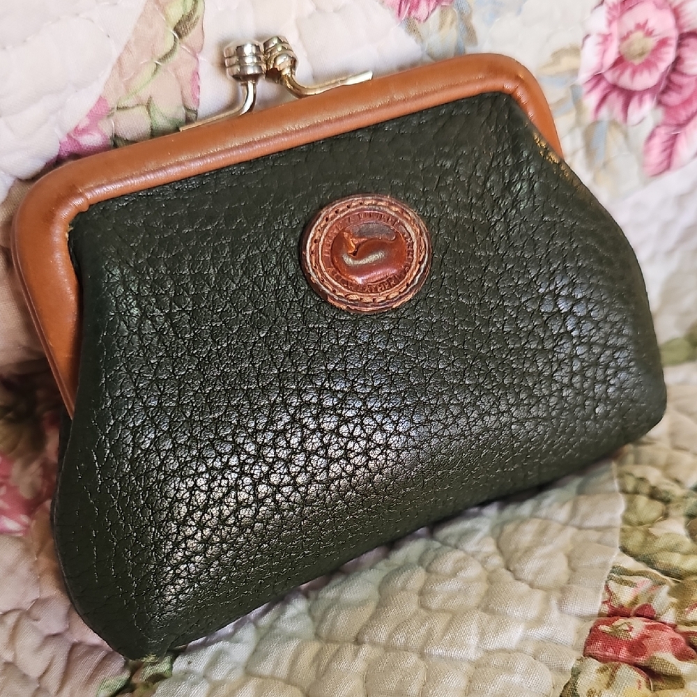 Vintage Dooney & Bourke AWL Ivy Green Coin Purse Wallet